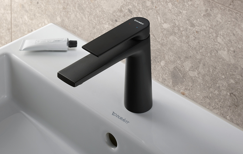 Matte black basin mixer